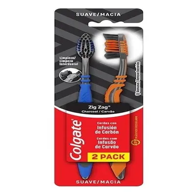 Escova Dental Colgate Zig Zag Carvão Com 2 Unidades
